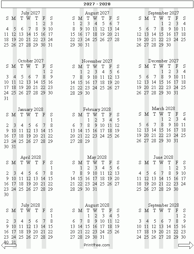 15 Month School Year Calendar 2027 2028