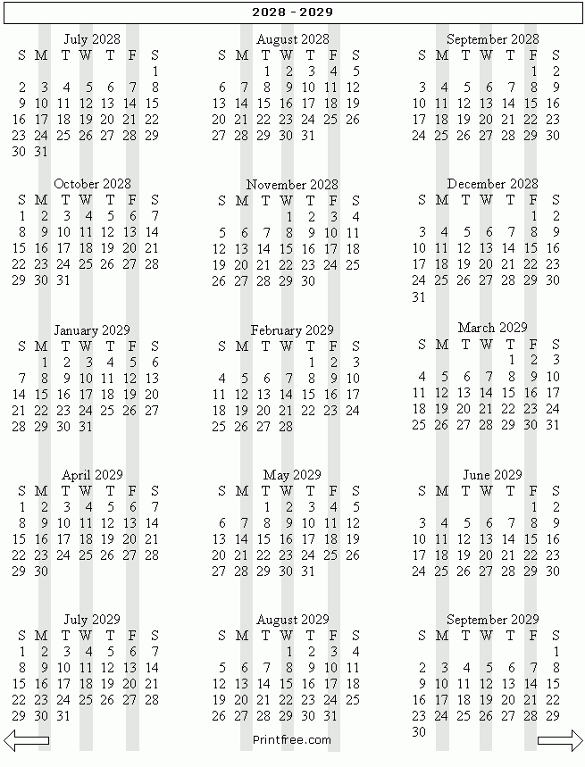 15 Month School Year Calendar 2028 2029