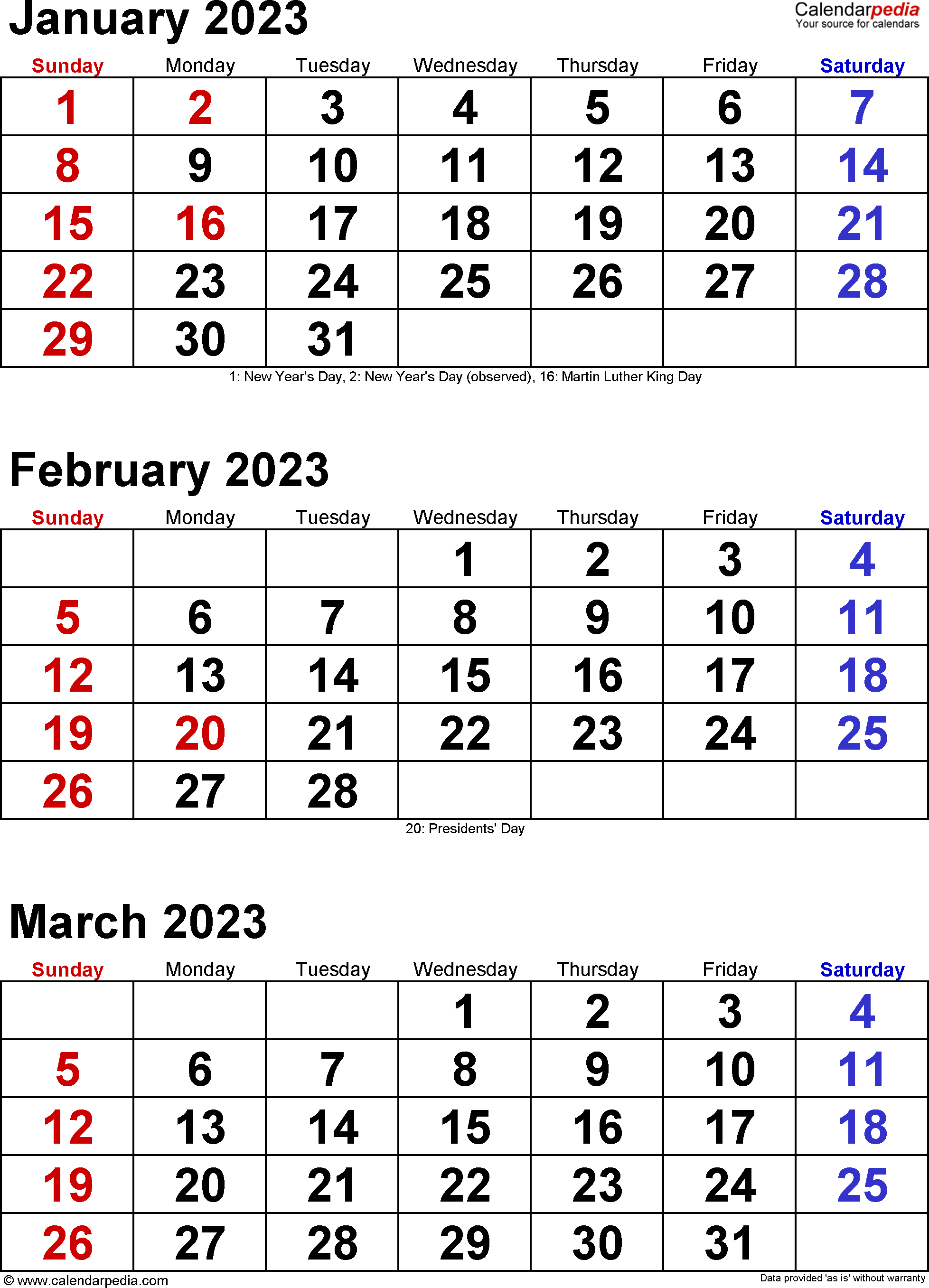 2023 Quarterly Calendar Printable