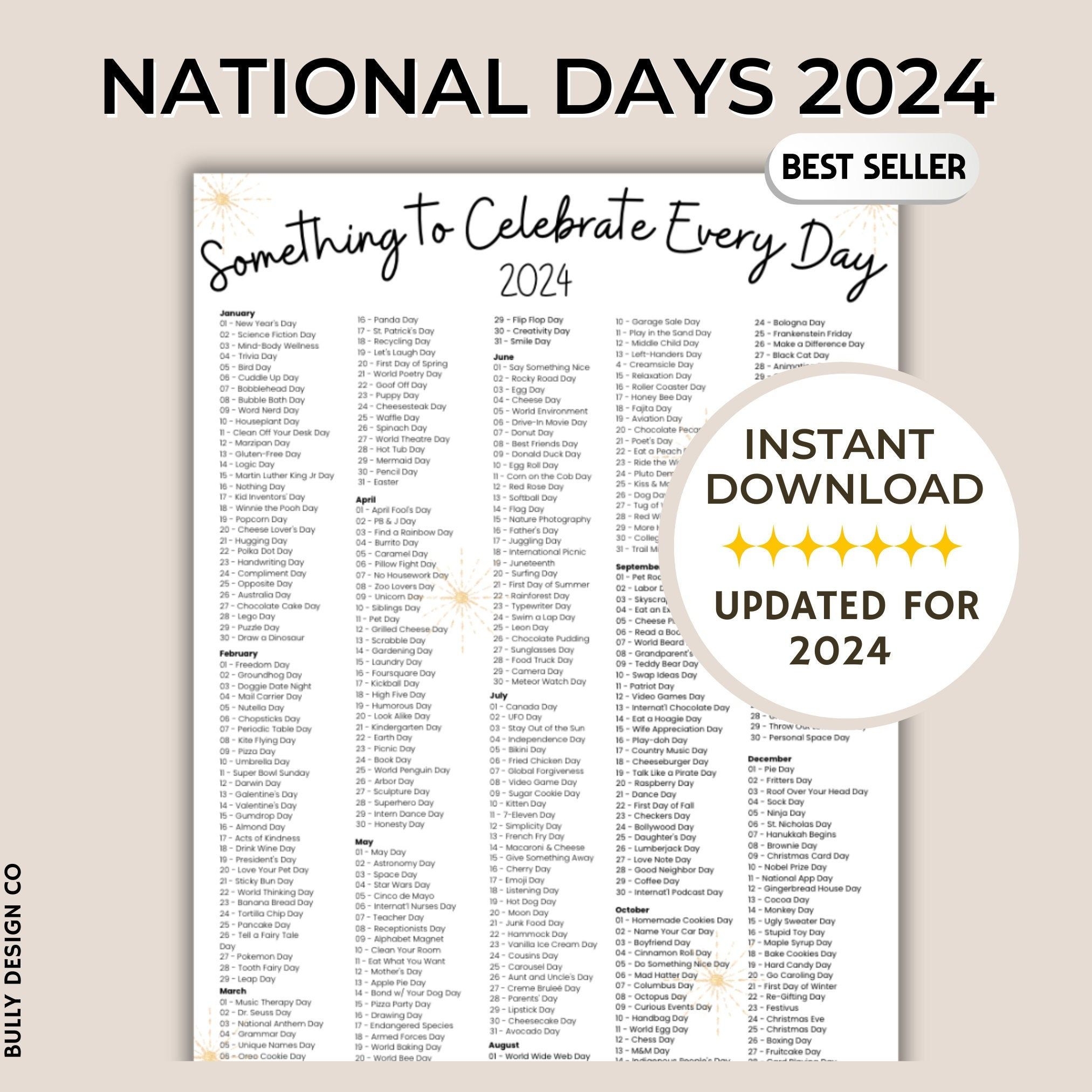 2024 Holidays National Day Calendar Social Media Ideas Fun Theme 