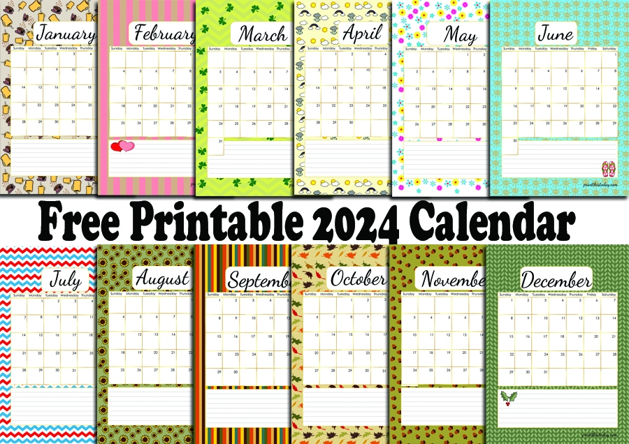 2024 Monthly Calendar Printable Cute Monthly Flossi Micheline