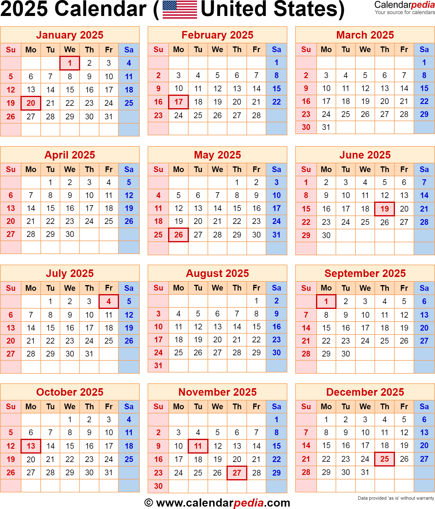 2025 Holiday Calendar Us Rafael Weston