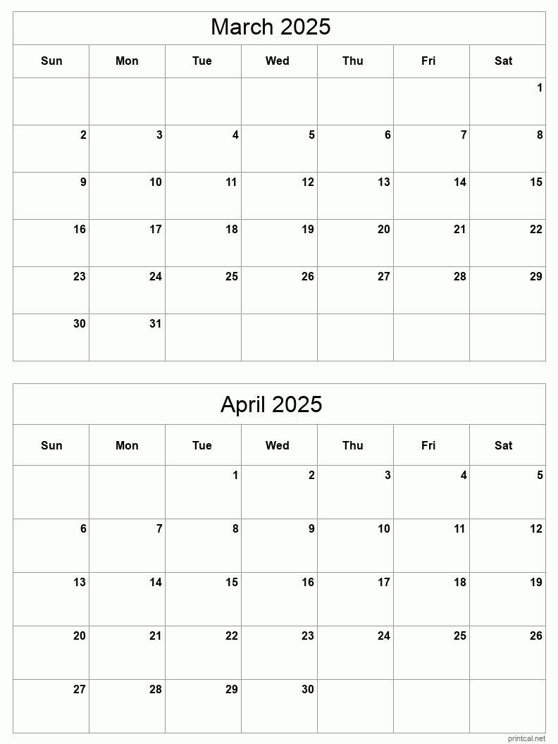 2025 Printable Calendar Free 2 Months Per Page Diary Bari Mariel