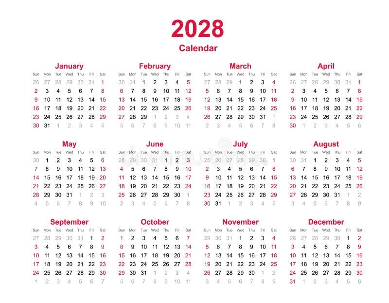 2028 Calendar Printable