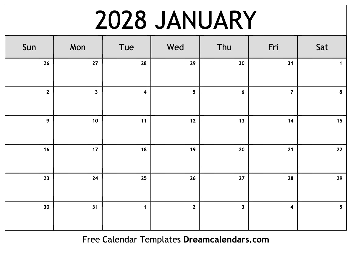 2028 Calendar Printable