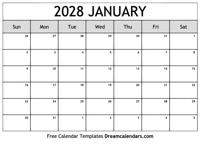 2028 Calendar Printable