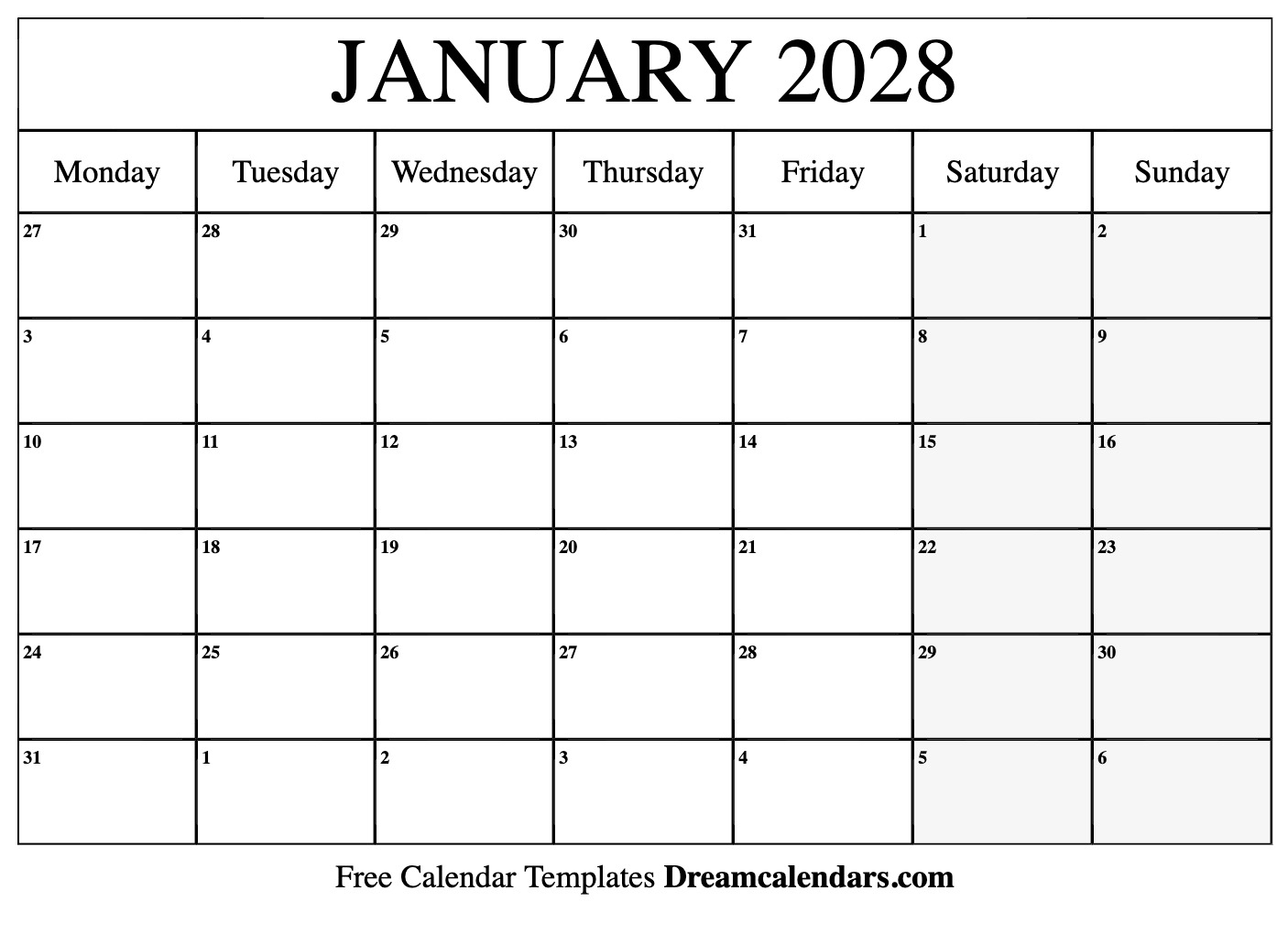 2028 Calendar With Holidays Printable