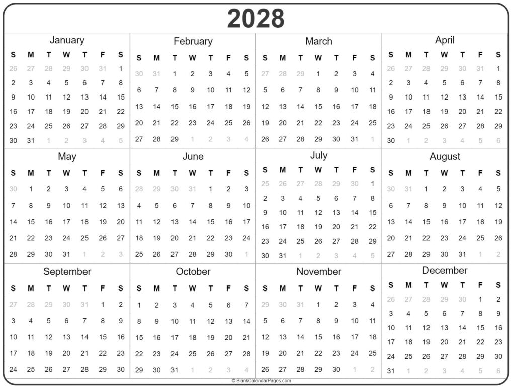 Hca Payroll Calendar 2028 Printable calendar weloveprintables net