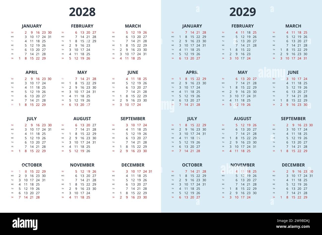 Calendar Planner For 2028 2029 Calendar Template For 2028 2029 