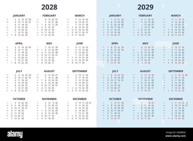 Calendar Planner For 2028 2029 Calendar Template For 2028 2029 