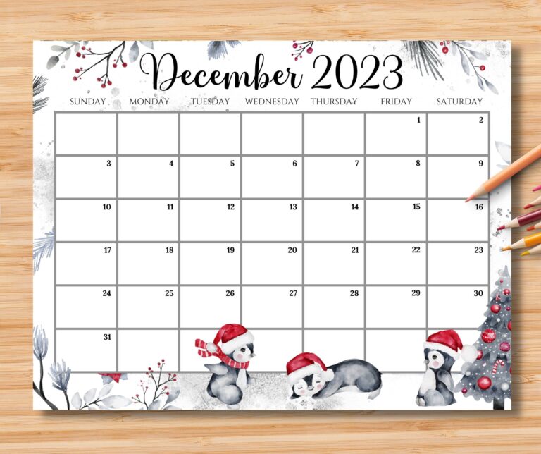 EDITABLE December 2024 Calendar Joyful Winter W cute Penguins 