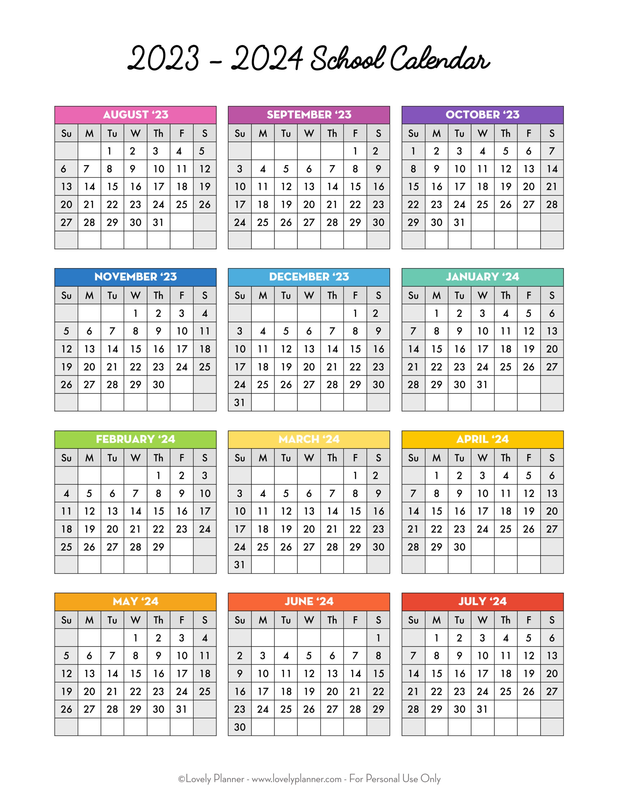 Free Printable 2023 2024 Academic Calendar Template Calendar 2024