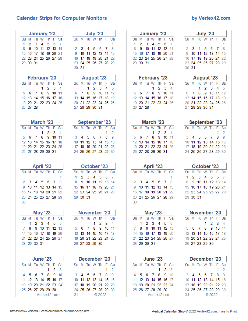 Free Printable Monitor Calendar Strips 2025 Printable Calendars