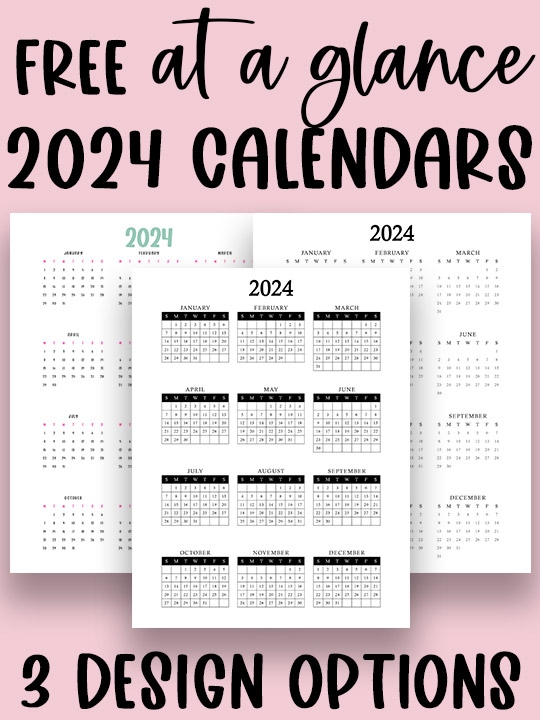 Free printable year at a glance calendar 4 Mom Envy