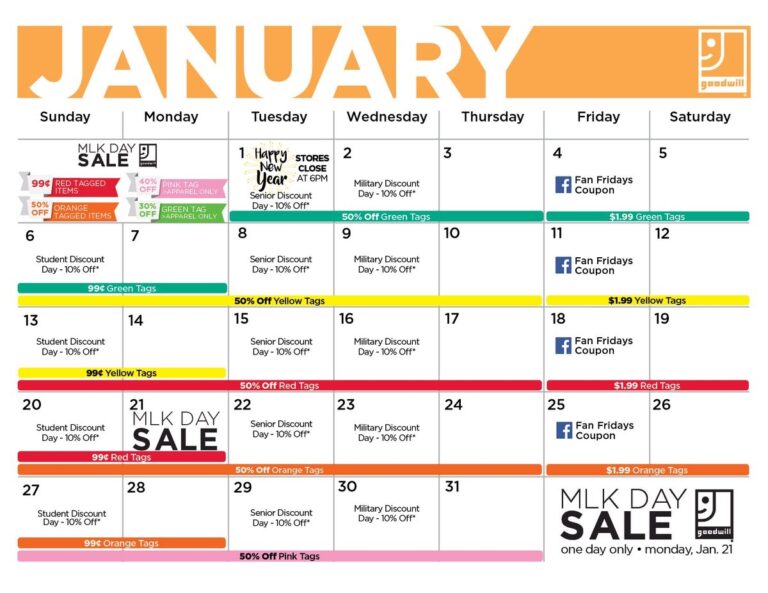Goodwill Sales Calendar Indiana 2022 Customize And Print