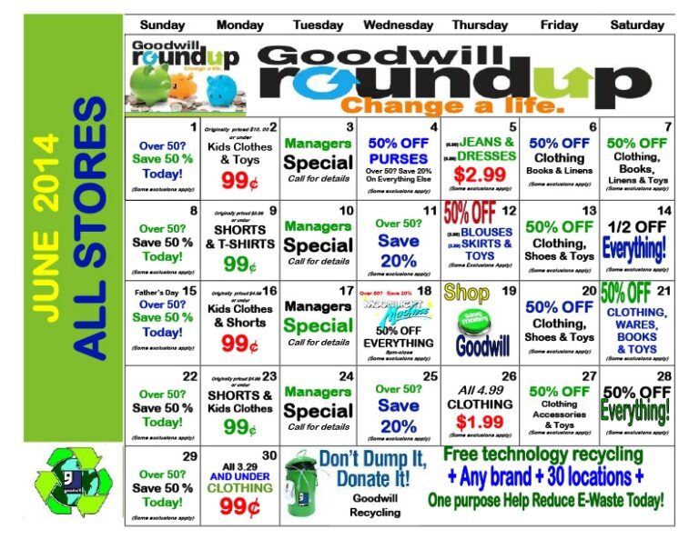 Goodwill Tulsa Calendar Printable Template Calendar
