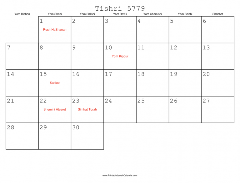 Jewish Holiday Calendar 2025 Printable Tyler Vincent
