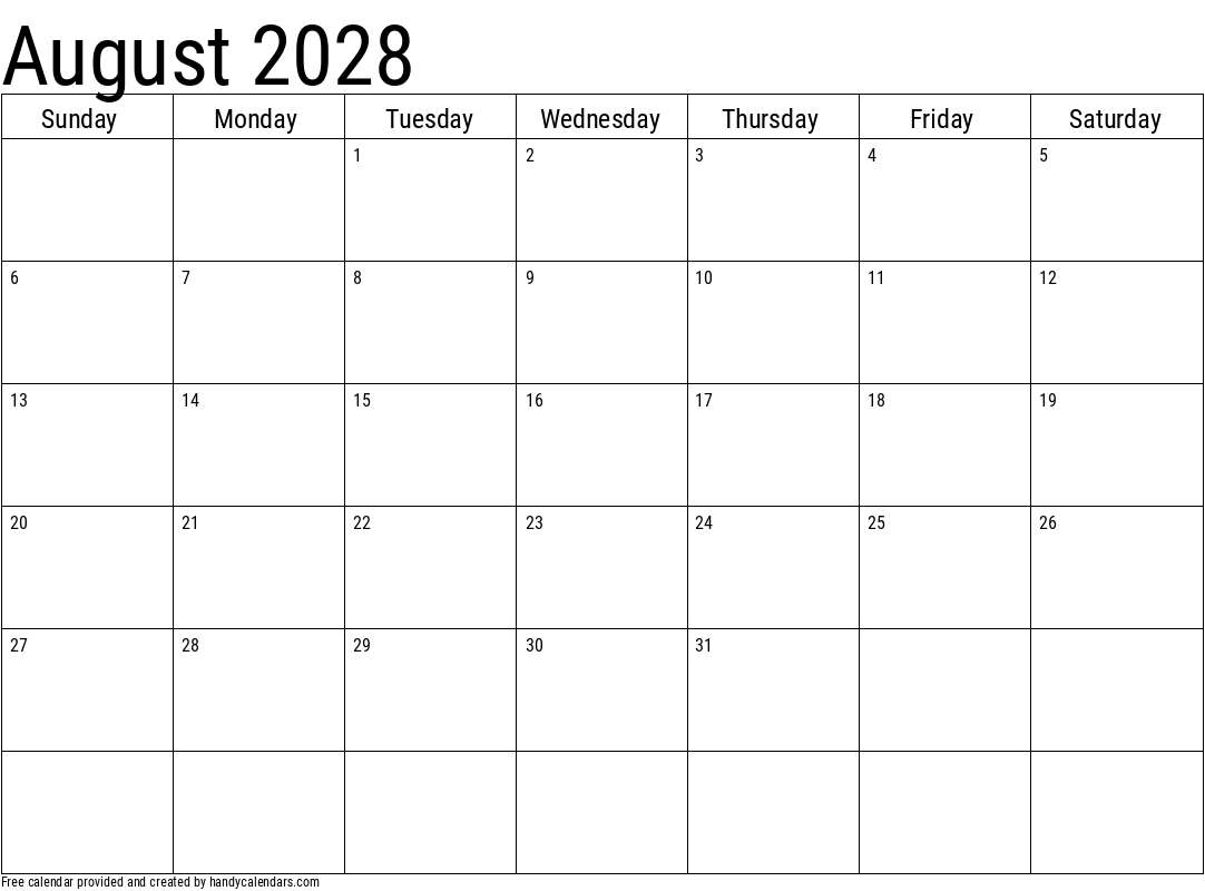 July 2028 Calendar Handy Calendars