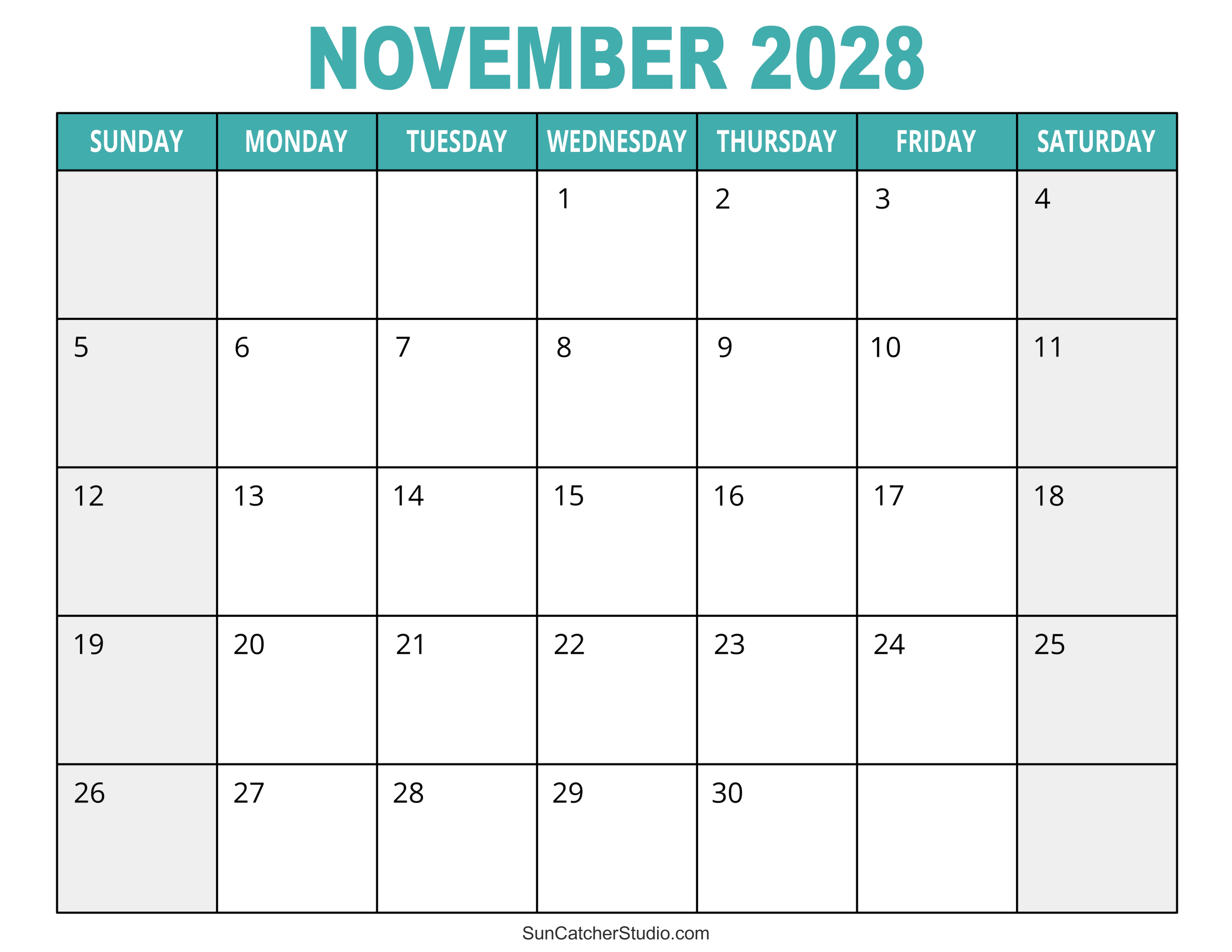 November 2028 Calendar Free Printable Free Printables Monograms