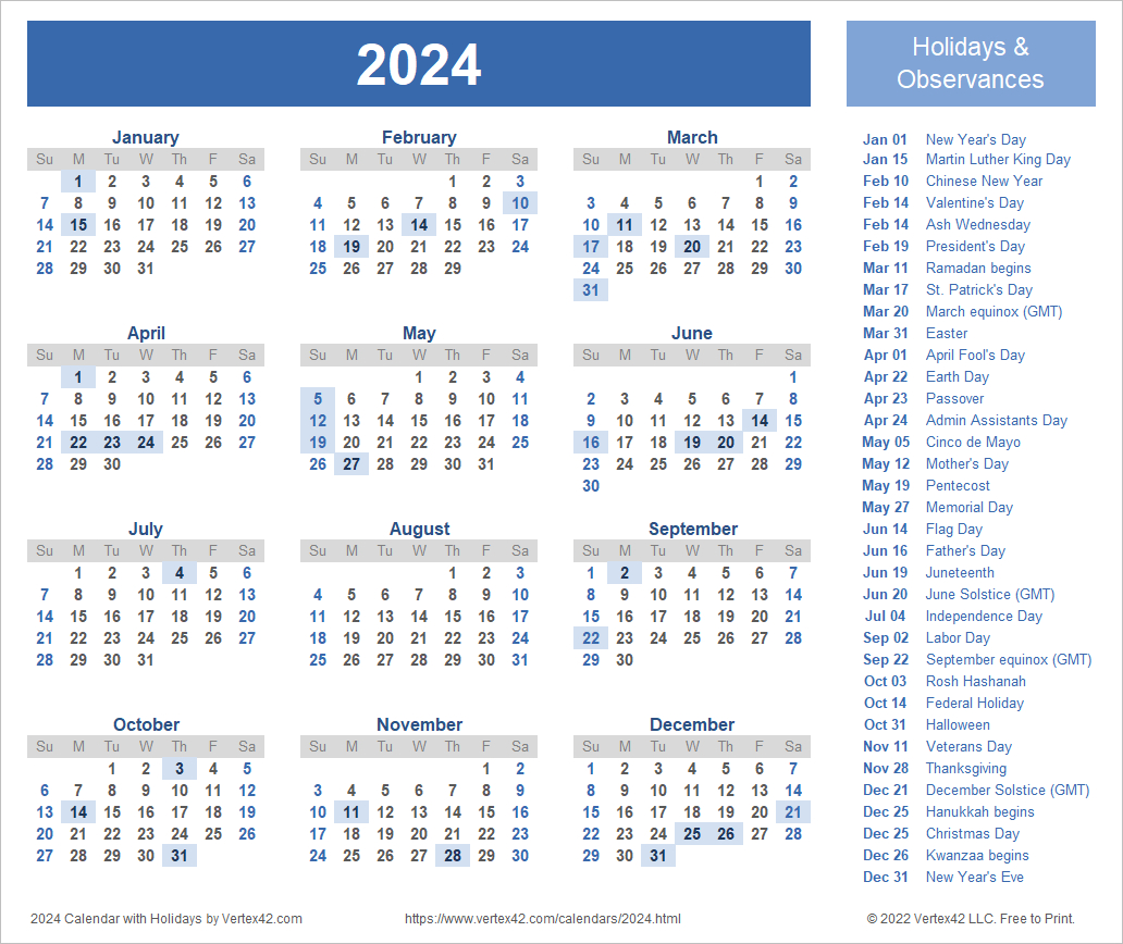 Printable Calendar 2024 Vertex Printable Calendar 2025