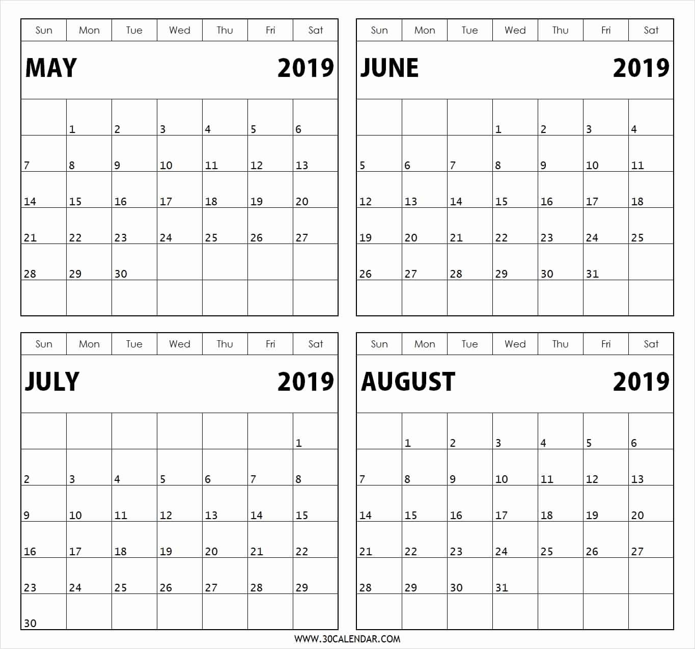 Printable Calendar 4 Months Per Page 2024 Adele Antonie