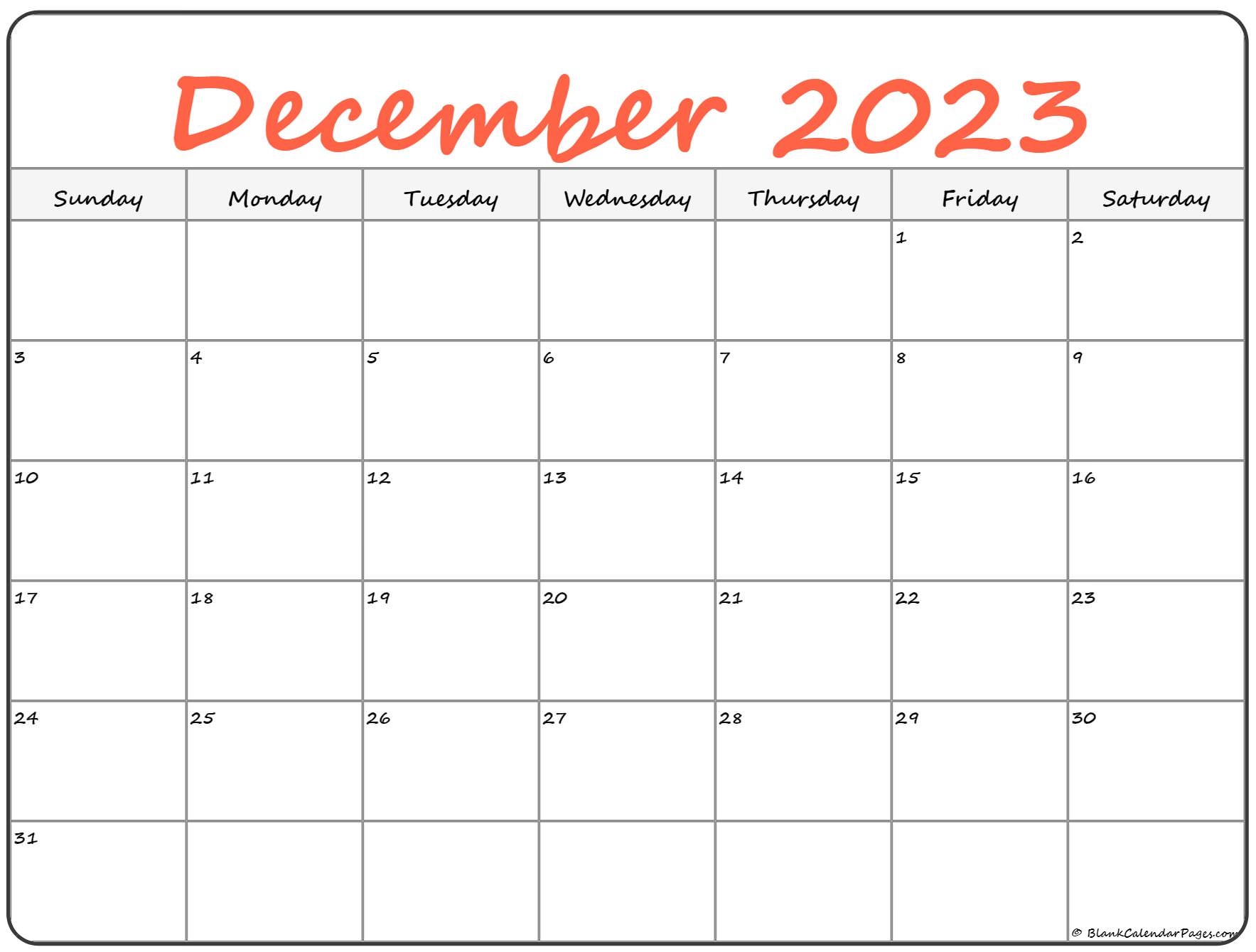 Printable Calendar December 2023 Calendar Printables