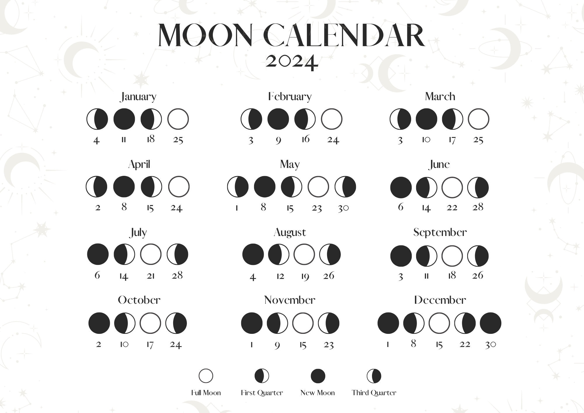 Printable Calendar With Moon Phases 2024 Printable Calendar 2024