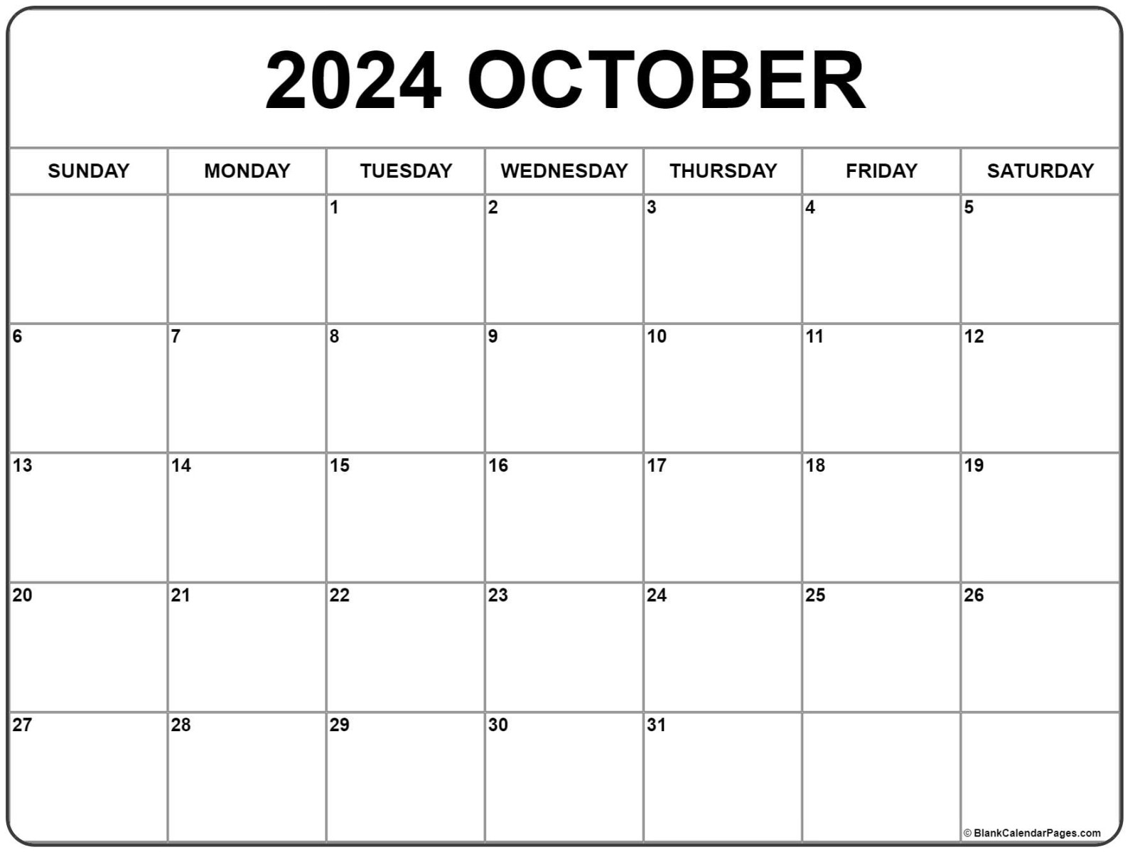 Printable October Calendar 2024 Good Calendar Idea