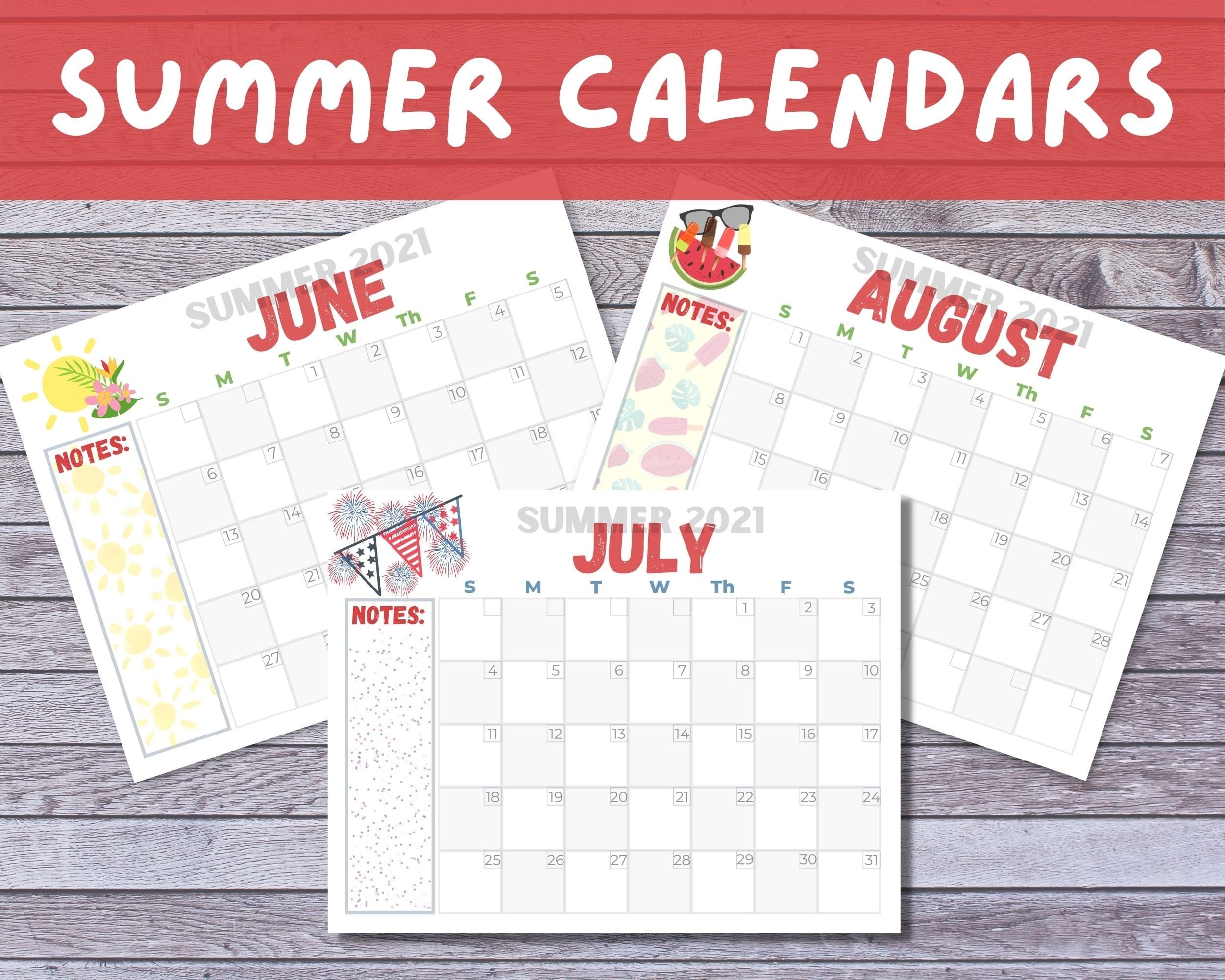 Printable Summer Calendar